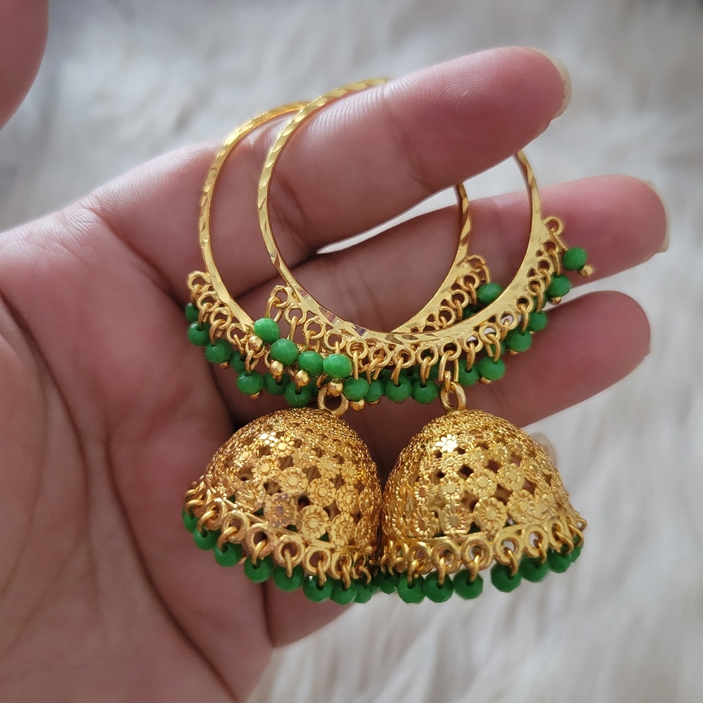 Goldplated Bollywood Indian Pakistani large pinjada earrings